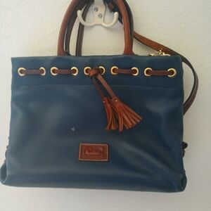 Dooney & Bourke Navy Pebble Leather Satchel Bag